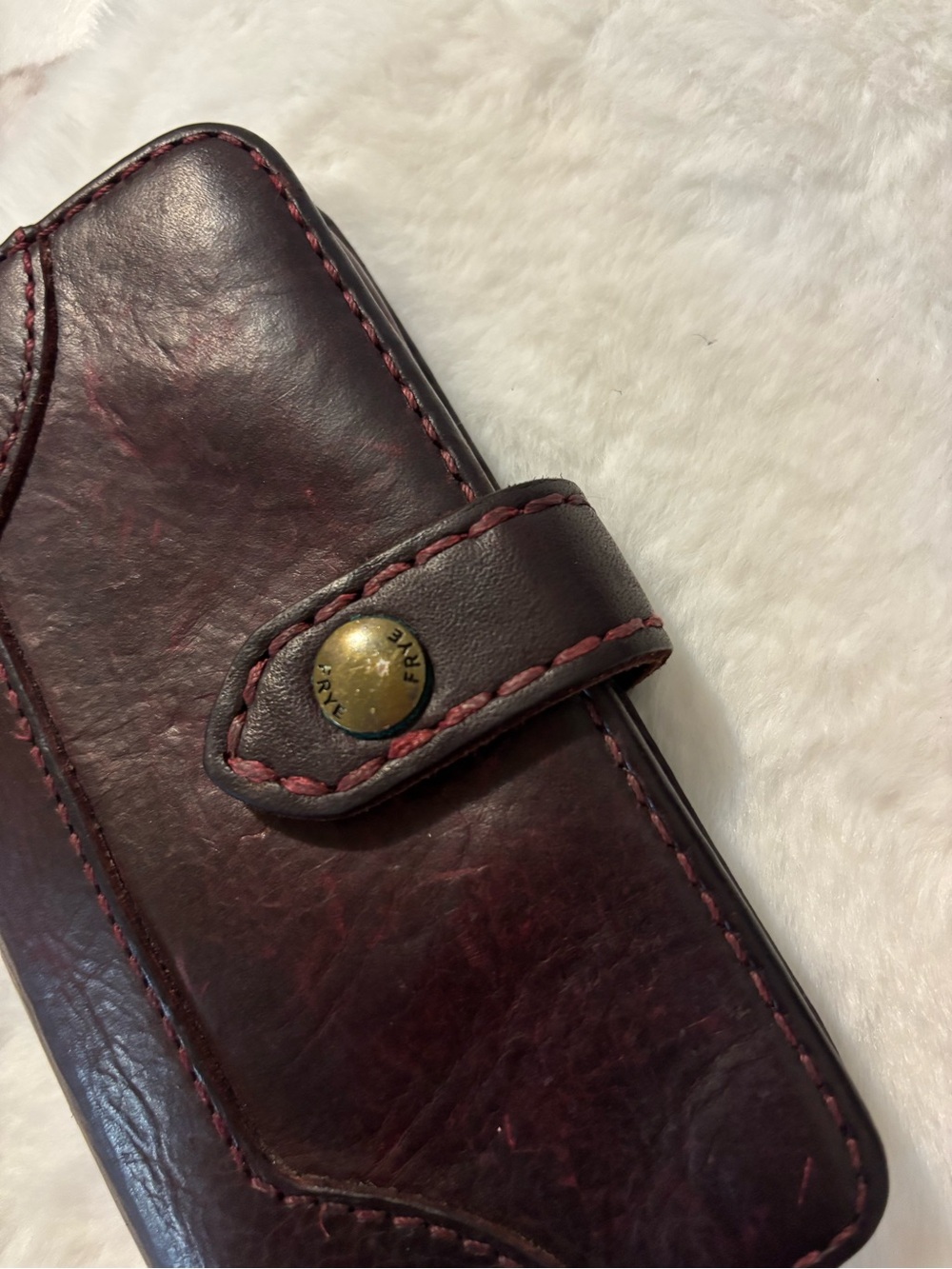 Frye Dark Burgundy Leather Snap Wallet